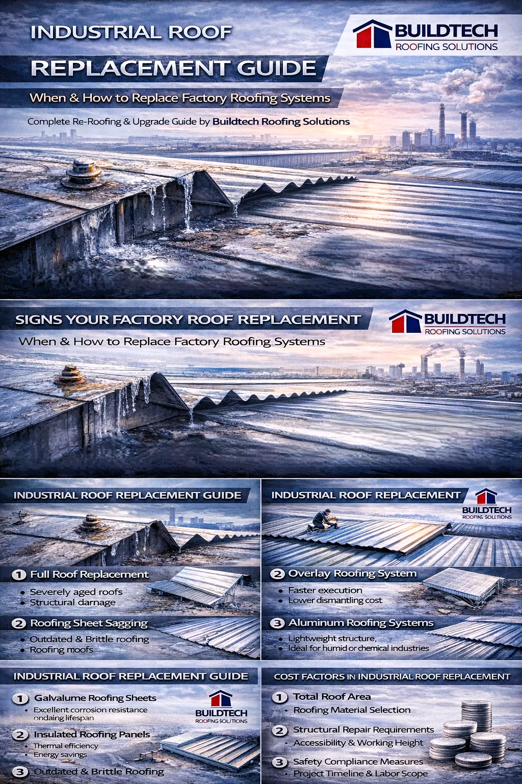 Industrial roof replacement guide visuals