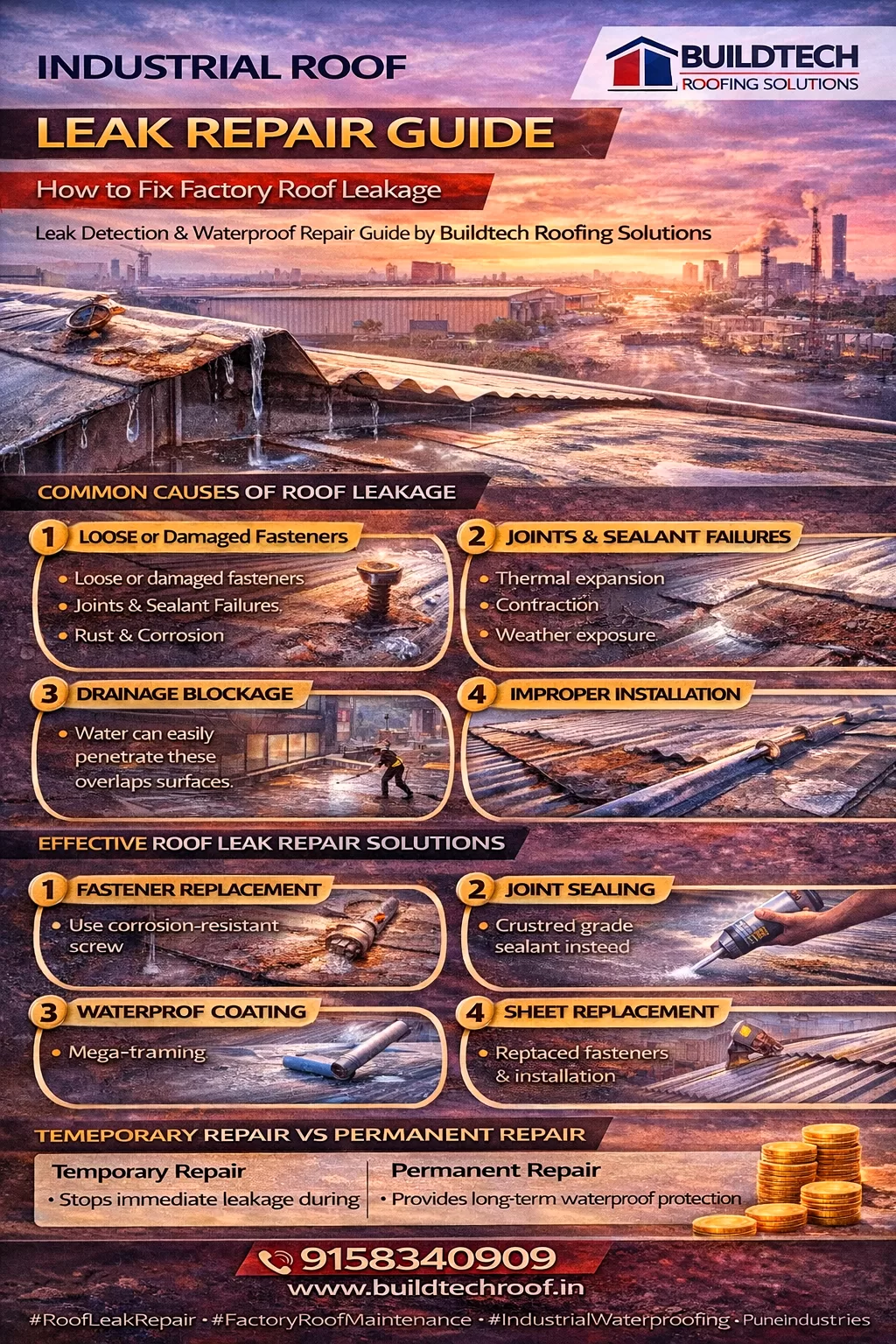 Roof leak repair guide for factories