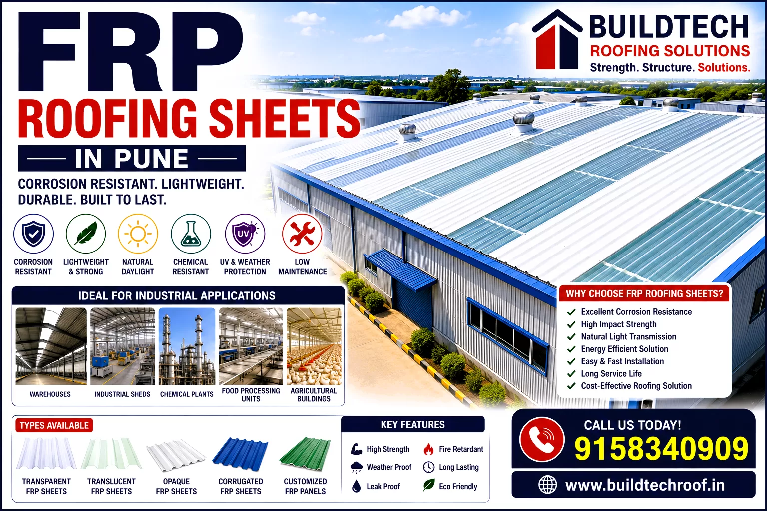 FRP Roofing Sheets in Pune | Industrial Roofing & Skylight Solutions