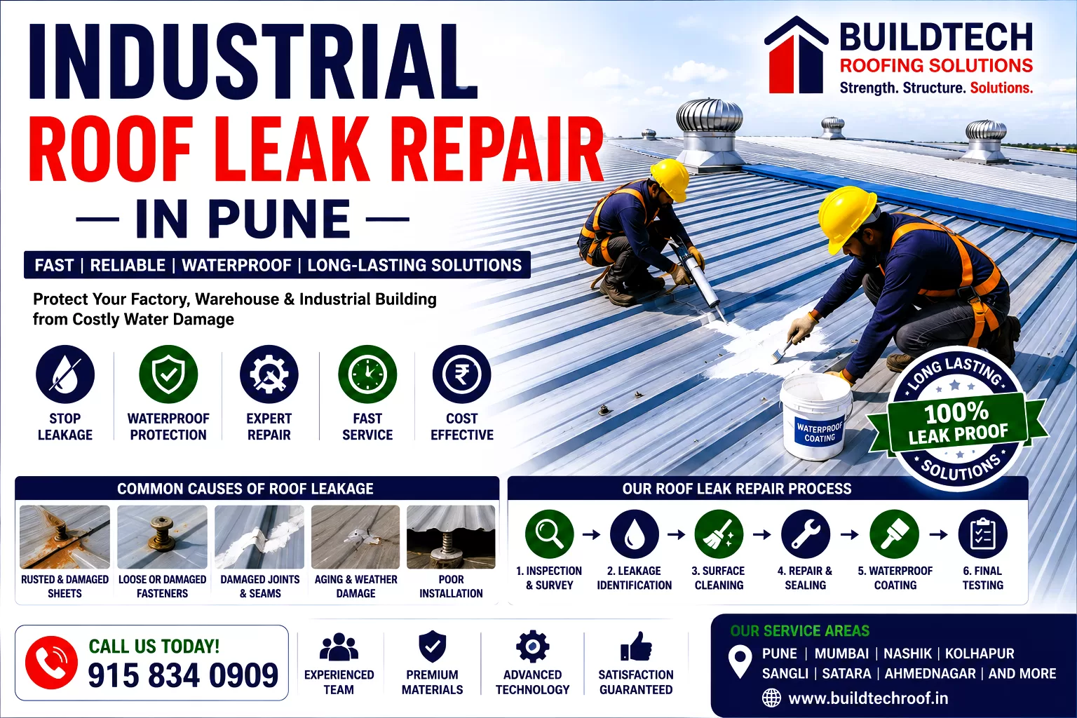 Industrial roof leak repair in Pune