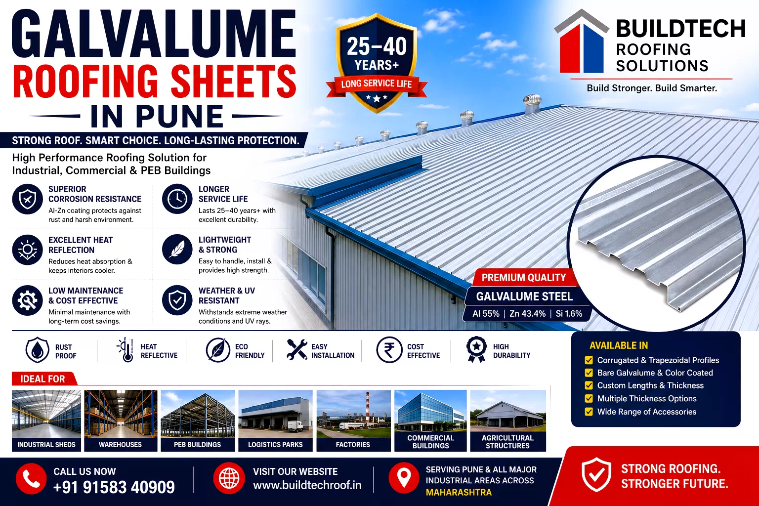 Galvalume Roofing Sheets in Pune | High Performance Industrial Roofing Solutions