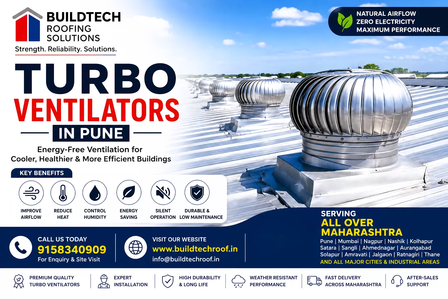 Turbo Ventilators in Pune | Industrial Roof Ventilation Solutions