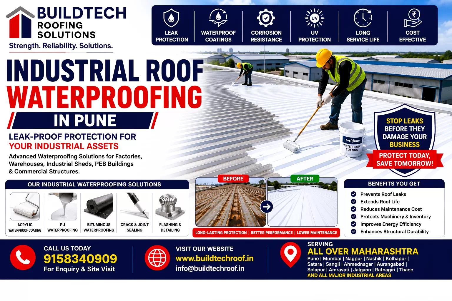 Industrial Roof Waterproofing in Pune | Leak-Proof Roofing Solutions