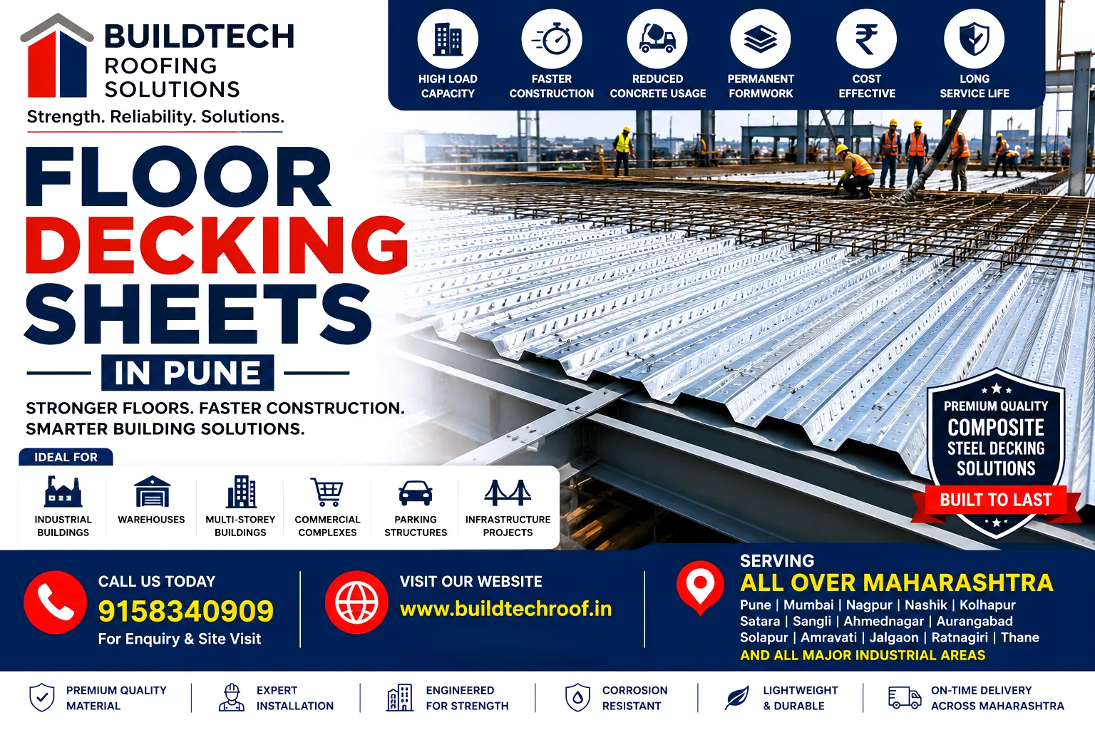 Floor Decking Sheets in Pune | Composite Steel Decking Solutions