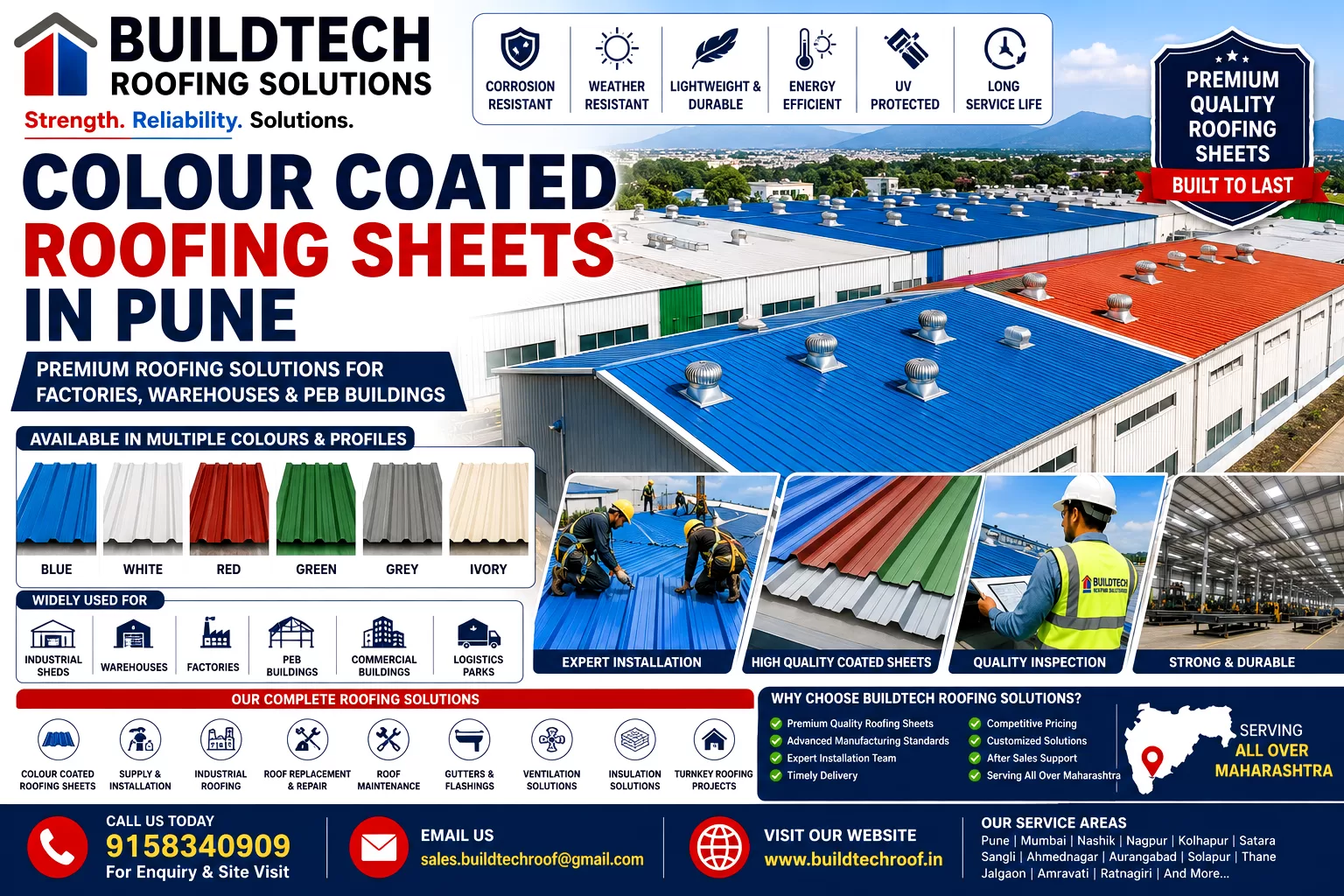 Colour Coated Roofing Sheets in Pune | Premium Industrial Roofing Solutions