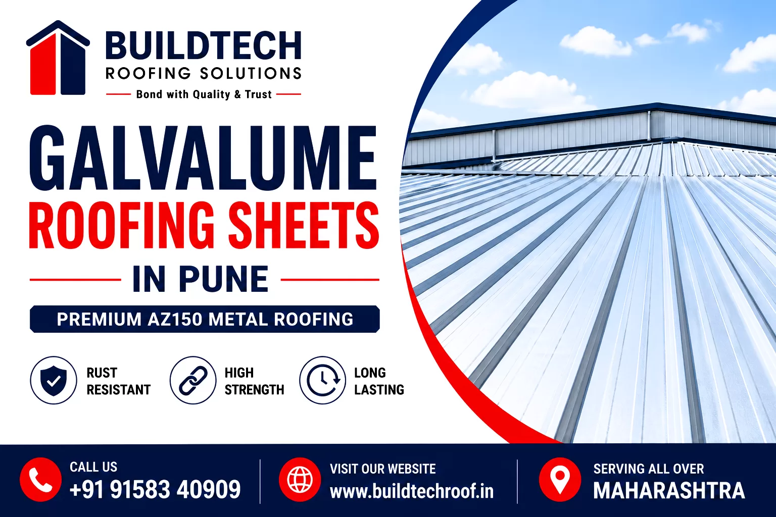 Galvalume Roofing Sheets in Pune | Premium AZ150 Metal Roofing