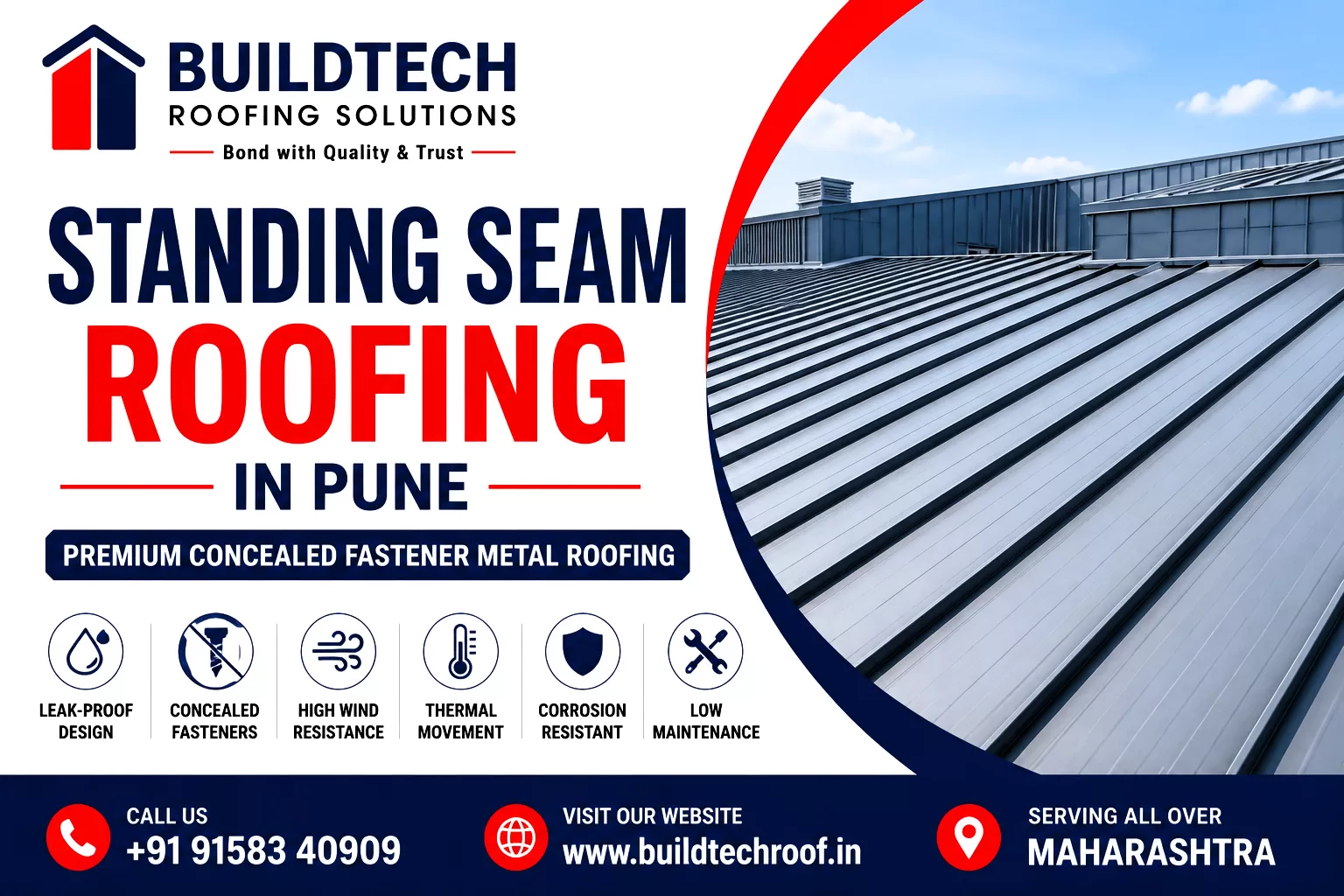 Standing Seam Roofing in Pune | Premium Metal Roofing Systems