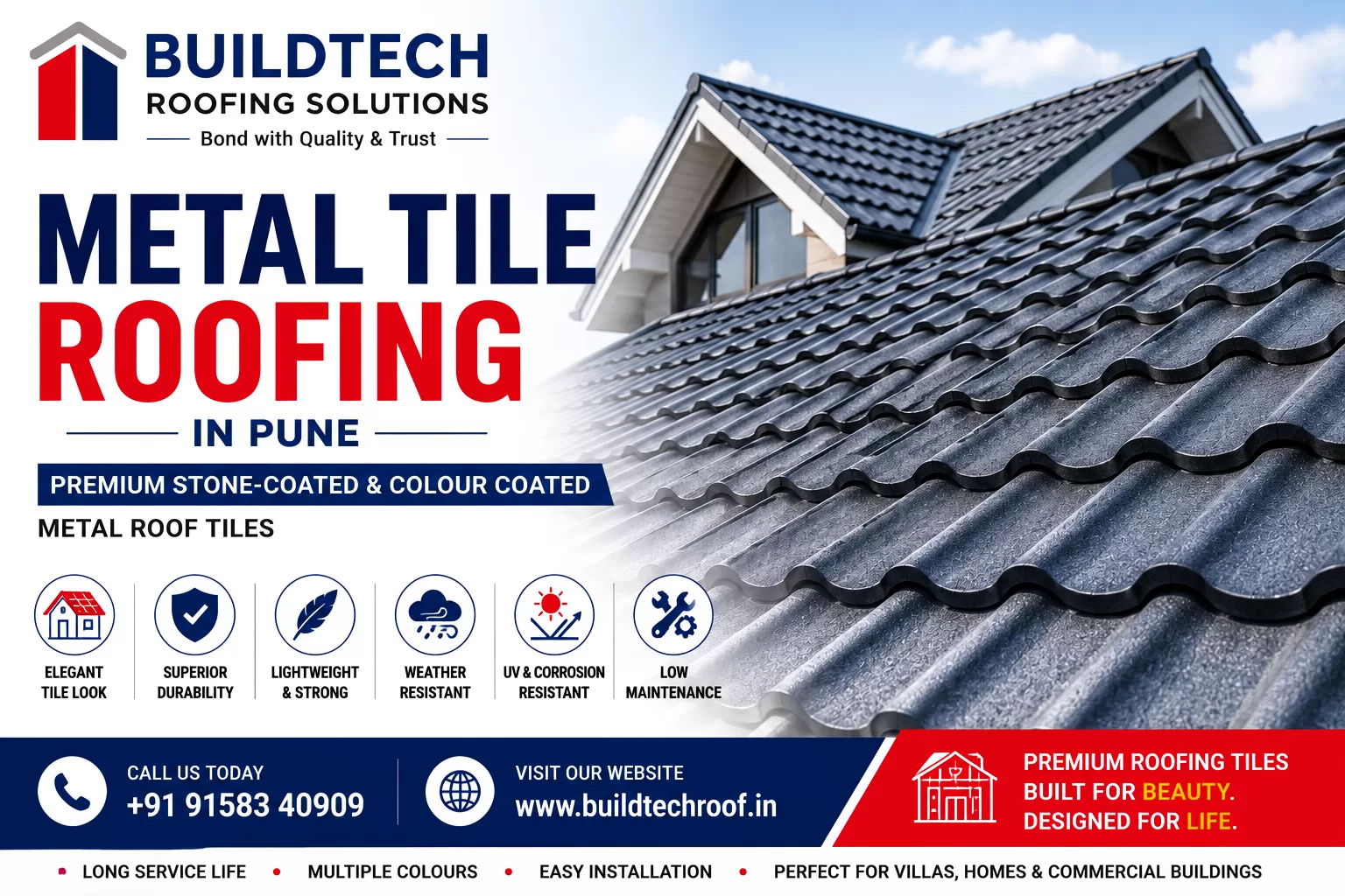 Premium Stone-Coated & Colour Coated Metal Roof Tiles