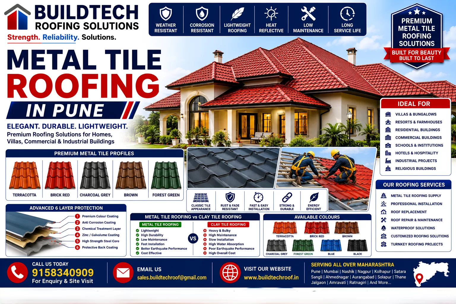 Metal Tile Roofing in Pune | Premium Steel Roof Tile Solutions