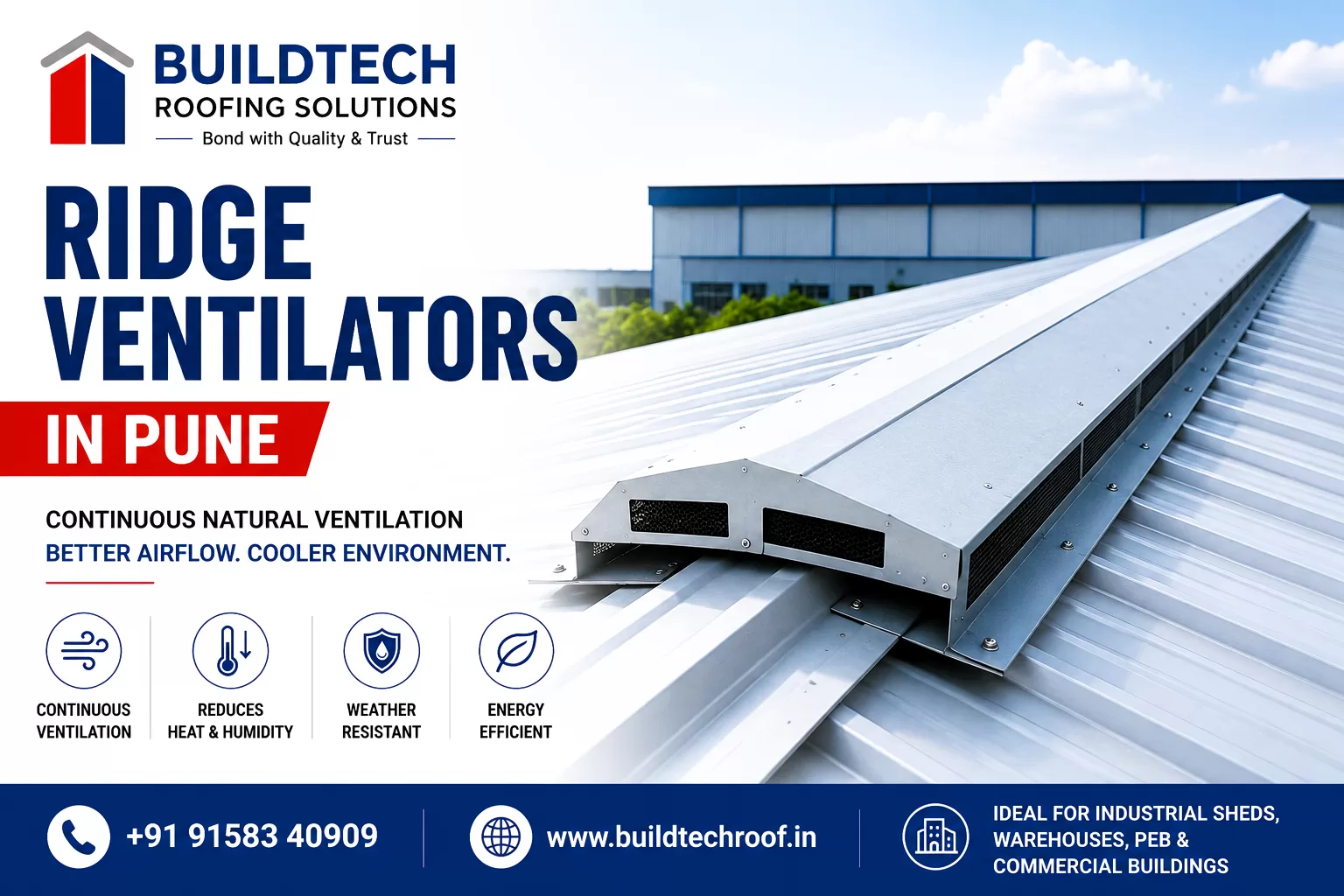 Ridge ventilators for industrial buildings