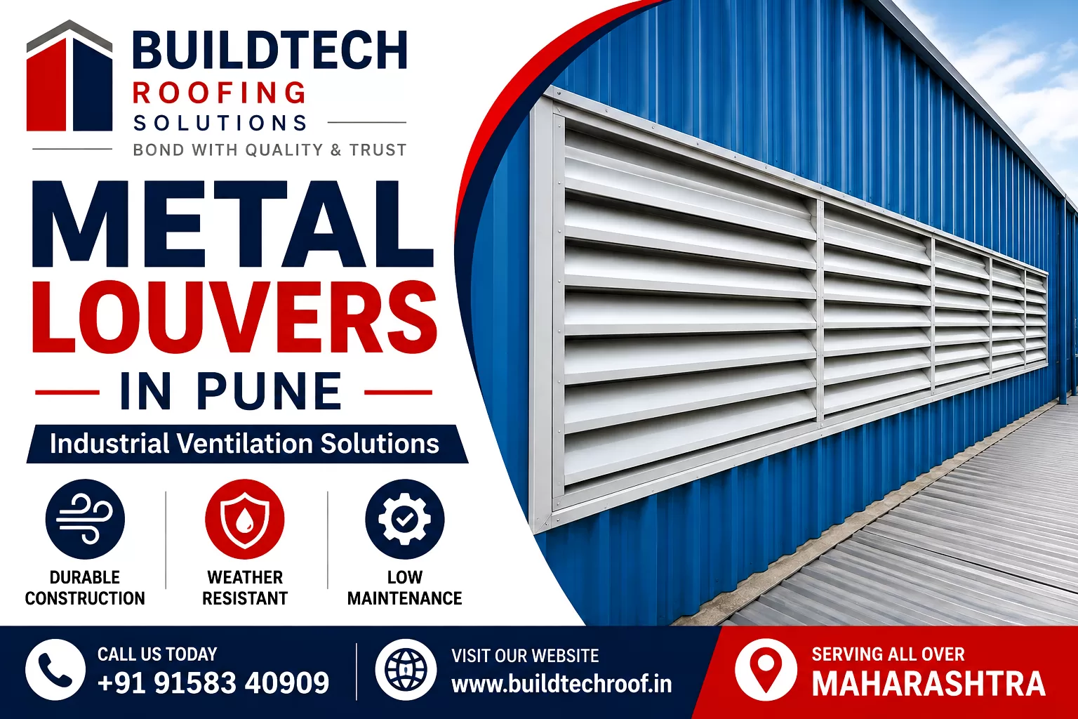 Industrial Metal Louvers in Pune for factory, warehouse and PEB ventilation