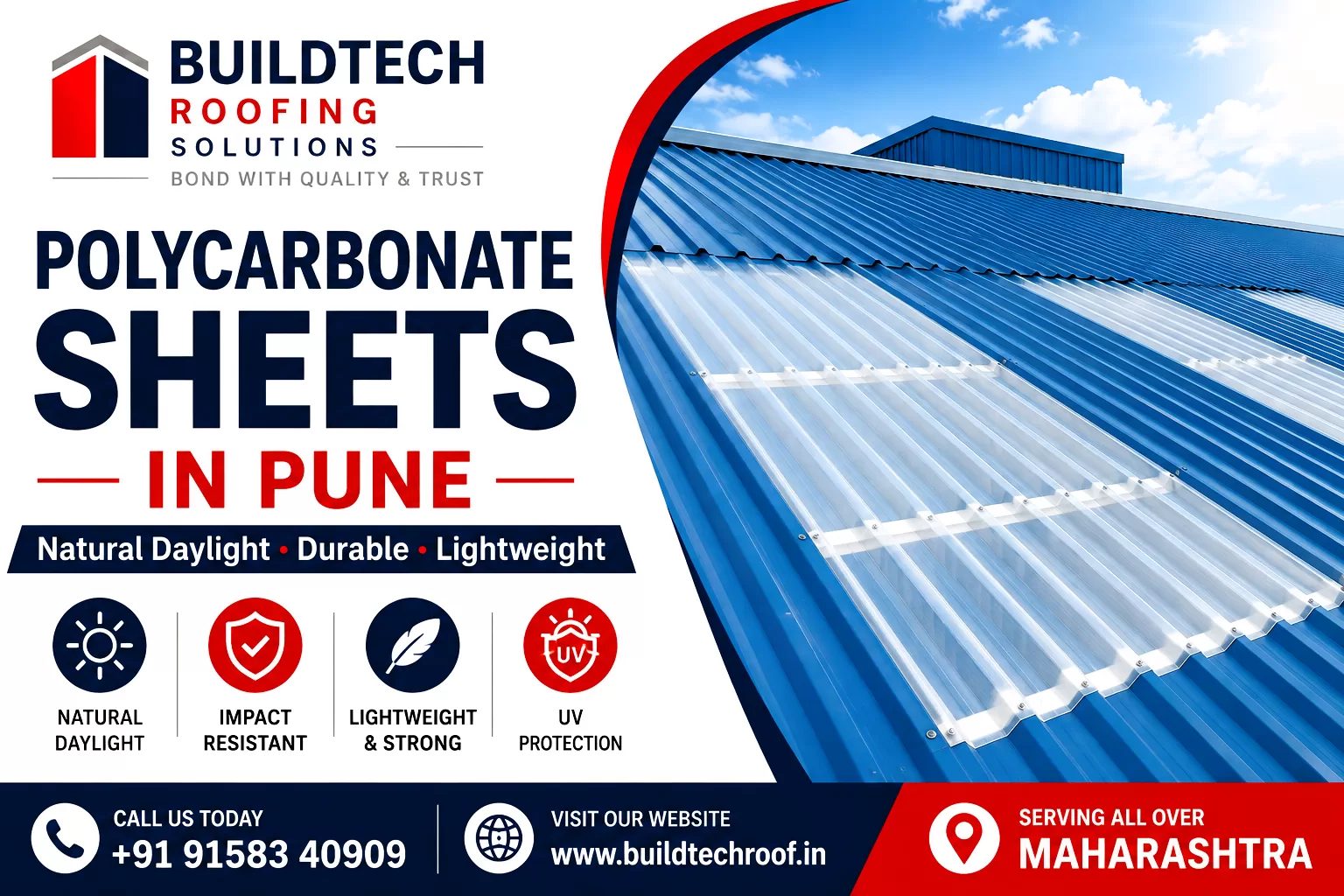 Polycarbonate Sheets in Pune for industrial roofing and natural daylighting